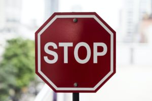 closeup of stop road sign